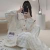 Übergröße 250 Jin Damen Flanell Pyjama Set - Dicke Korallenfleece Strickjacke für Herbst/Winter