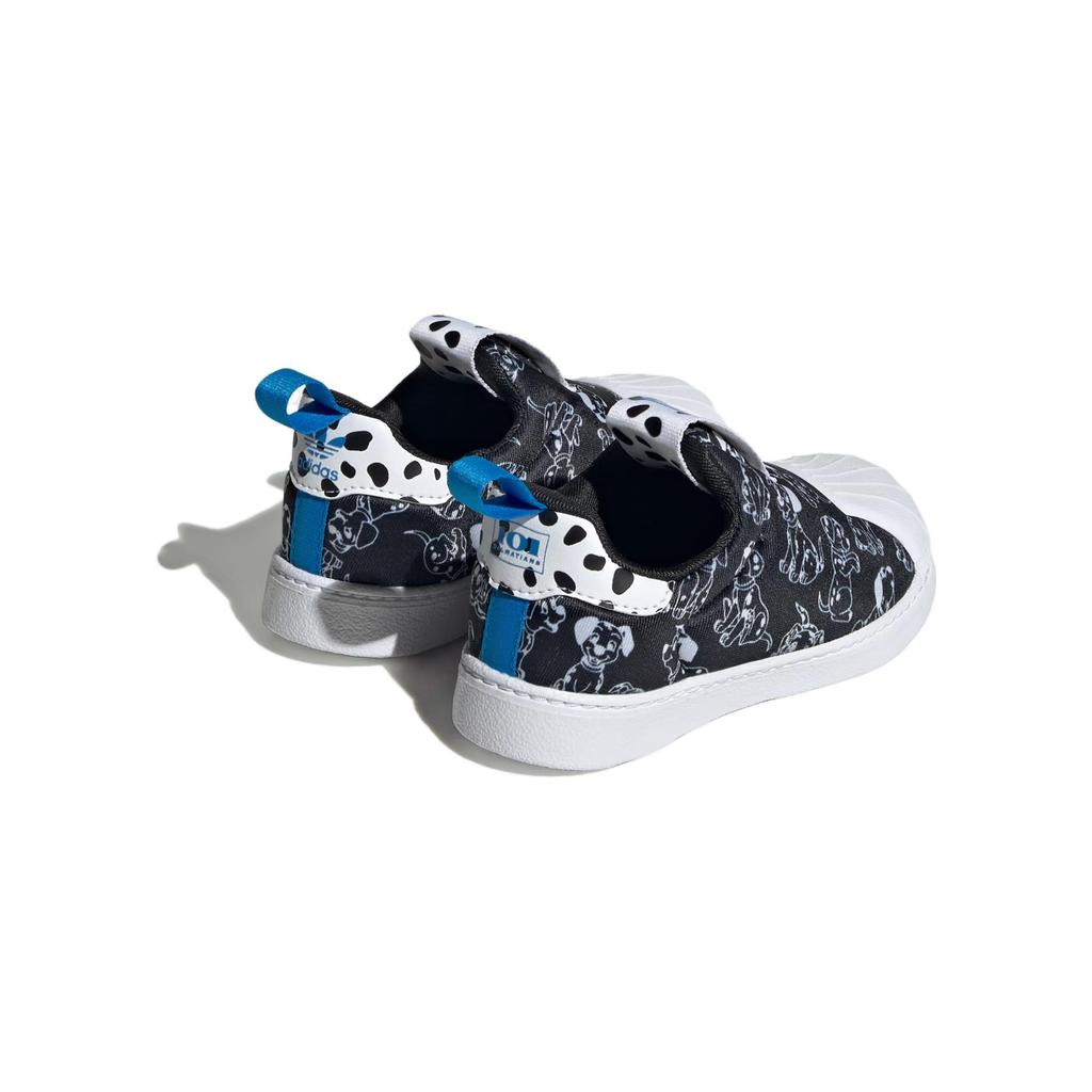 Adidas Disney x Superstar 360 I 101 Dalmatians - Детские кроссовки с принтом щенка, черные, облачно-белые ID9711