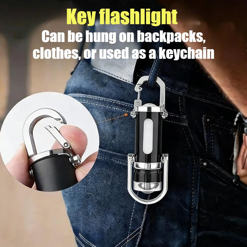 Rechargeable Mini EDC Keychain Flashlights Multifunctional Work Lights Portable Emergency Light for Walking Searching Hiking