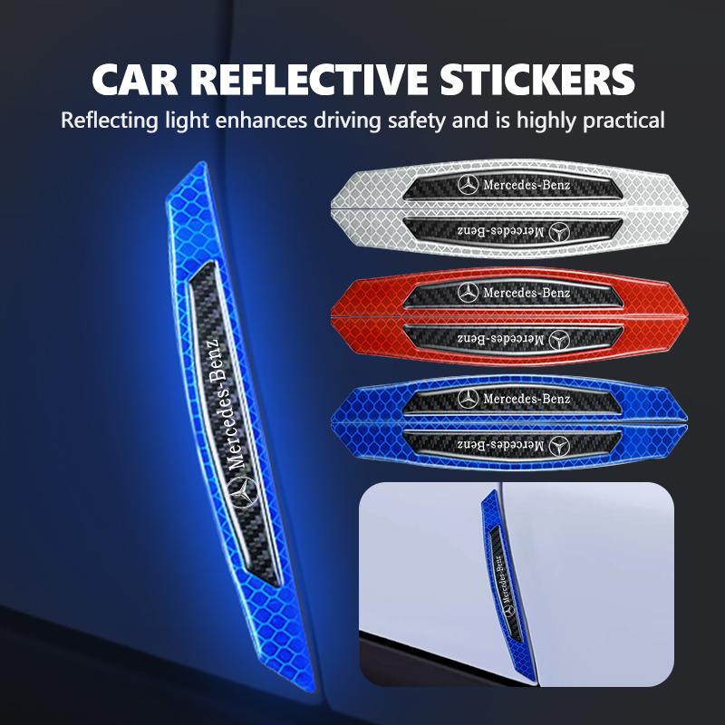 AABIA1 For Benz 4PCS Car Rearview Mirror Reflector Stickers Warning Anti-collision Reflective Strips AMG CLA CLS C180 C200 W204 W205