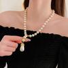 Diamond Studded Water Droplet Pearl Necklace, French Retro Temperament, Collarbone Chain, Light Luxury, High-end Accessories