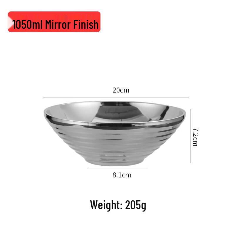 304 Stainless Steel Large Soup and Noodle Bowl