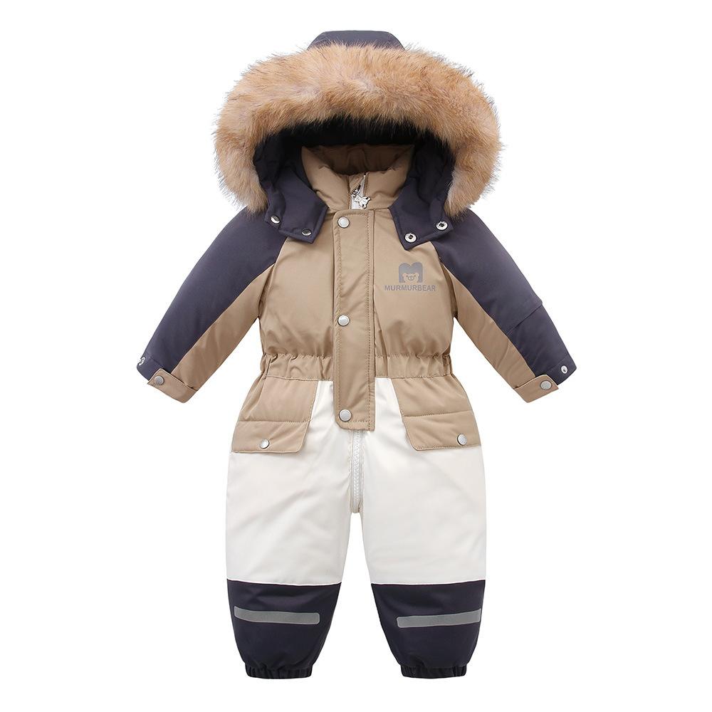 Children Winter Ski Suit Coat Thicken Baby Jumpsuit Warm Children Jacket Waterproof Hooded Kids Baby Clothes 1-5Years