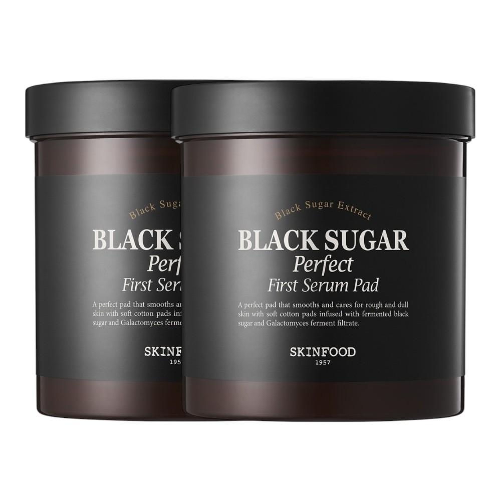 

SKINFOOD Black Sugar Perfect First Serum Pad 250g (60 Sheets) x 2-Pack - Exfoliating & Smoothing Toner Pad - Radiant Korean Skincare Bundle