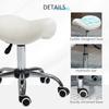 Cosmetic Stool 360 degrees Rotate Height Adjustable Salon Massage Spa Chair Hydraulic Rolling Faux Leather Saddle Stool, Cream