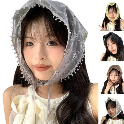 Summer Lace Hairband for Women Triangle Hairscarf Hair Kerchief Headband Bandanas Female Hairpiece Elegant Decorations