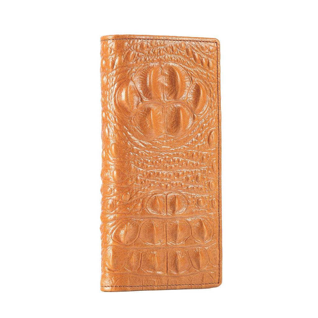 Luxury Crocodile Head Leather Long Bifold Wallet - Premium Multi-card slot Wallets for Men, Elegant Gift Wallet for Daily Use