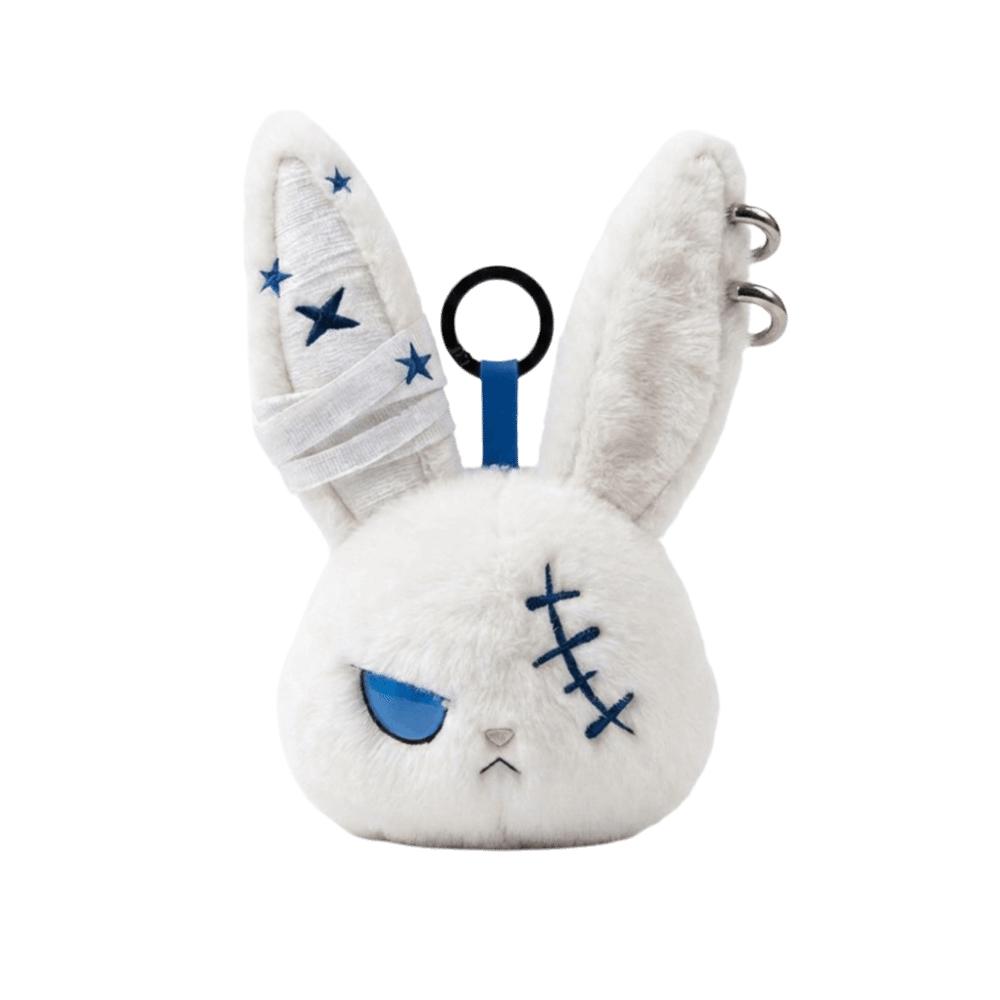 Gothic Wounded Rabbit Keyring Hoop Earrings Cute Furry Bag Pendant Gift For Women