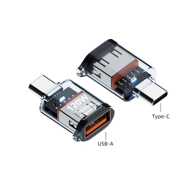 Type-C OTG Adapter Converter Support 10Gbps Data Transfer 120W Charging USB C Male to USB 3.2 Female Adapter Portable