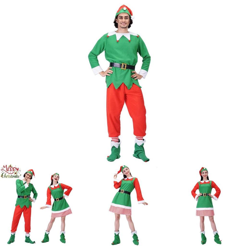 Adult Christmas Elf Cosplay Costume Couple Outfits