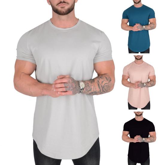 Męska Koszulka Top Okrągły Dekolt Krótki Rękaw Jednolity Kolor Design Miękka Oddychająca Regularny Krój Casualowa Sportowa Koszulka do Fitnessu do Codziennego Noszenia