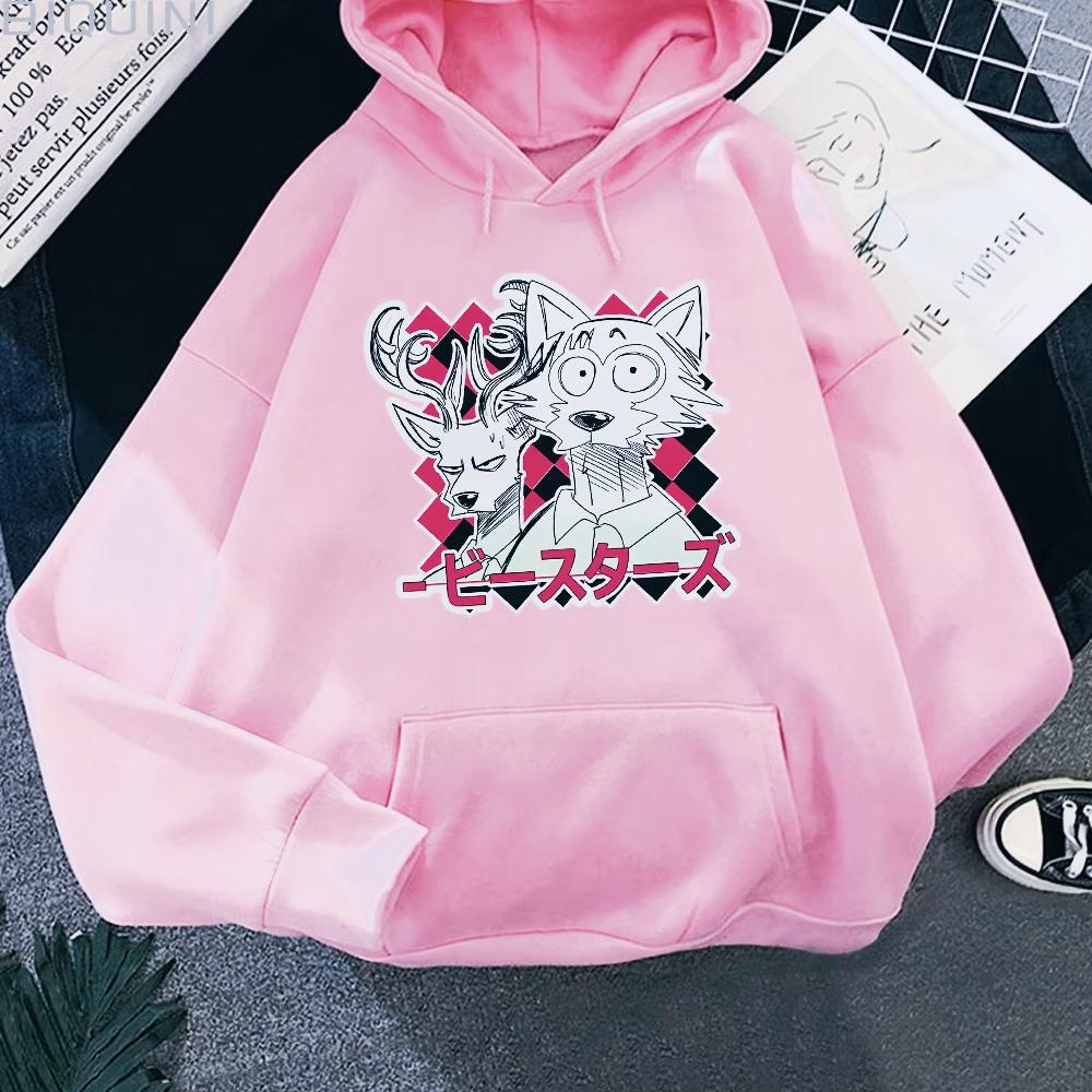 Hoodies Men Women Fashion Spring/autumn Pink Anime Sweatshirt Legoshi Beastars Print Clothing Harajuku Casual Unisex Clothes