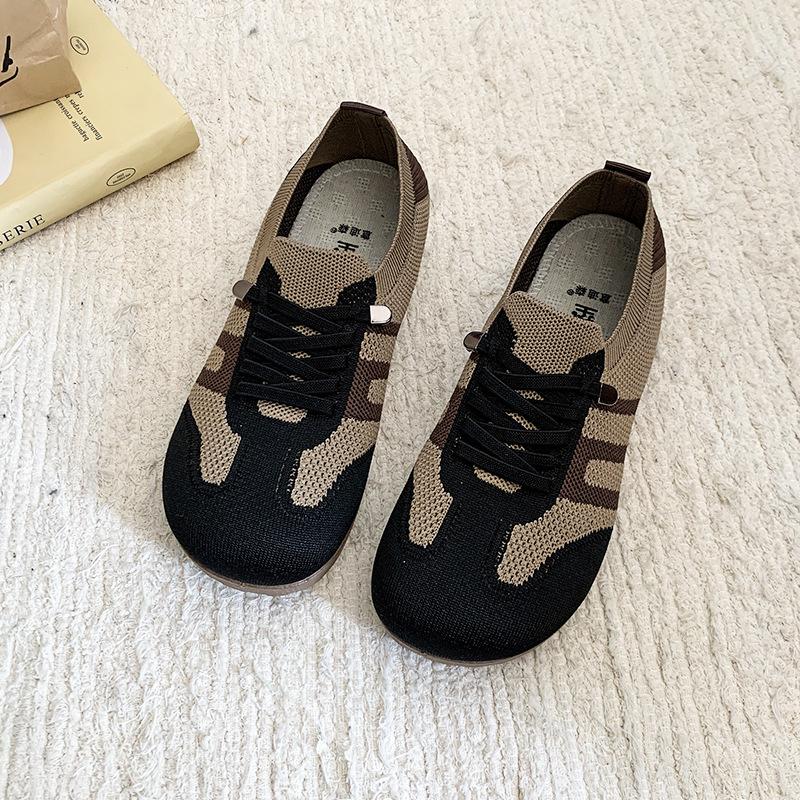 Casual Single Shoes Women's 2025 Spring New Flying Woven German Training Shoes Casual Women's Shoes Lightweight Single Shoes Soft Sole Comfortable M