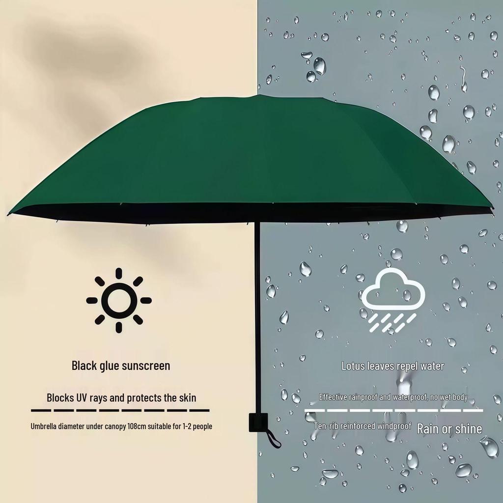 Fully Automatic Dual-Use Folding Umbrella with Logo - Sun & UV Protection, Black Glue Sunshade for Sunny/Rainy Days.