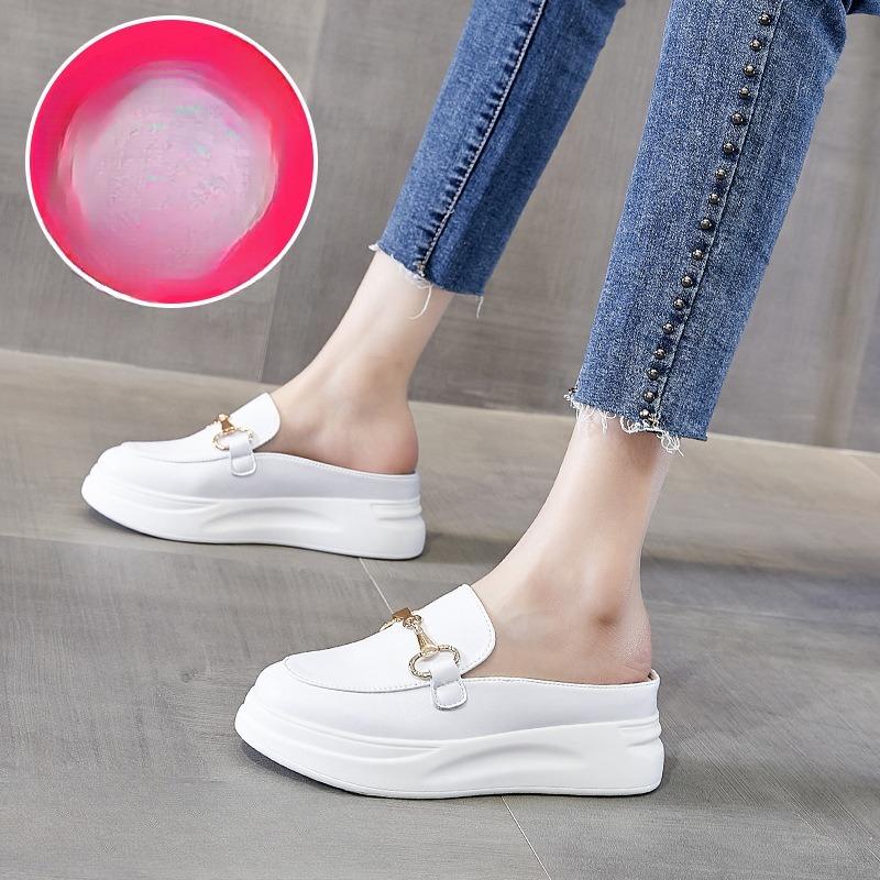 

Шлепанцы-полуботинки на толстой подошве, кожаные повседневные сандалии, мокасины 33 белый