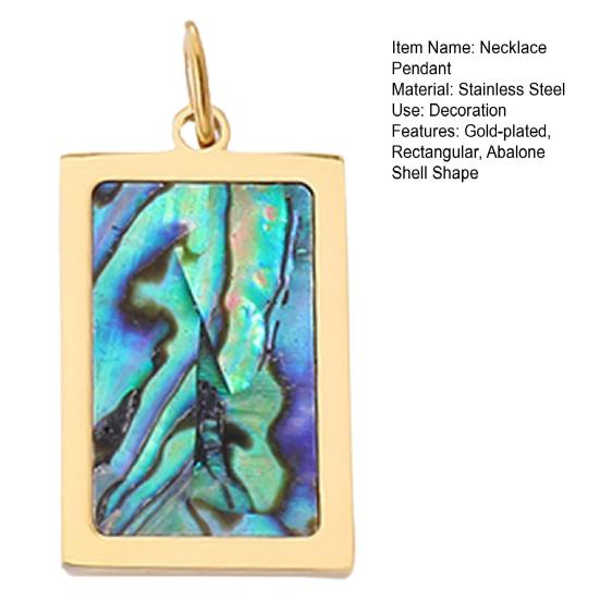 Necklace Pendant Multipurpose Gold-plated Rectangular Geometric Reusable Decorative Stainless Steel Classic Abalone Shell DIY