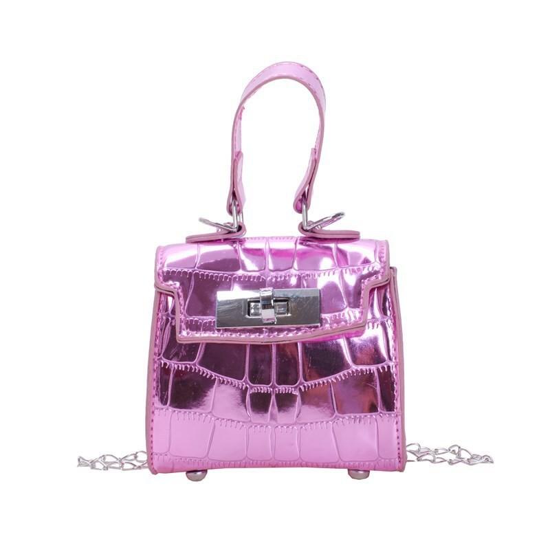 Solid Children Color Casual Bag With Laser Stone Texture Design Travel Daily