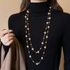 Elegant Long Layered Pearl Necklace for Women - Versatile Korean Fashion Accessory for Autumn/Winter