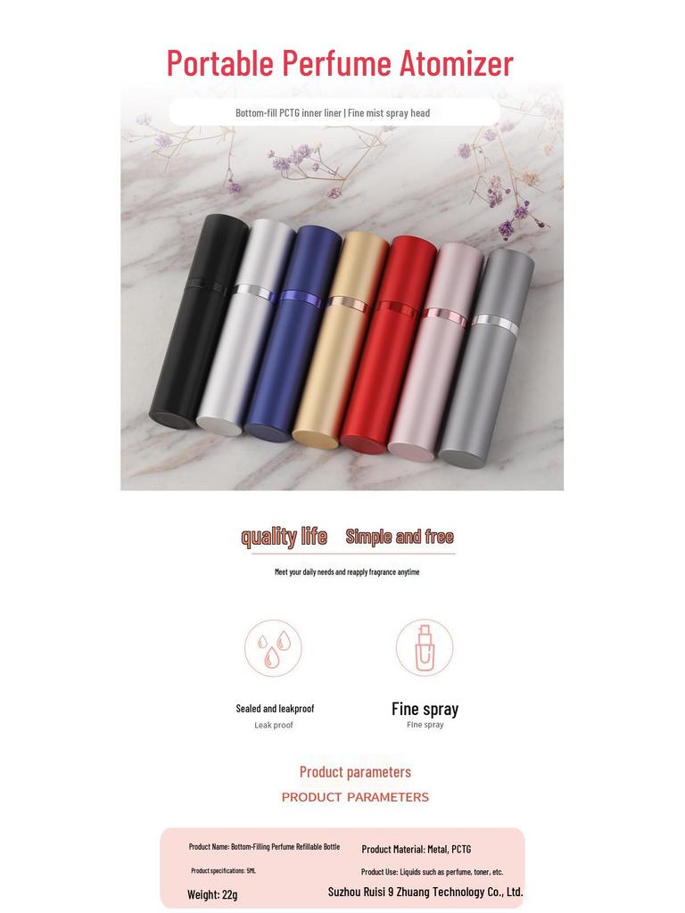 5ml High-End Portable Travel Refillable Perfume Mist Spray Bottle