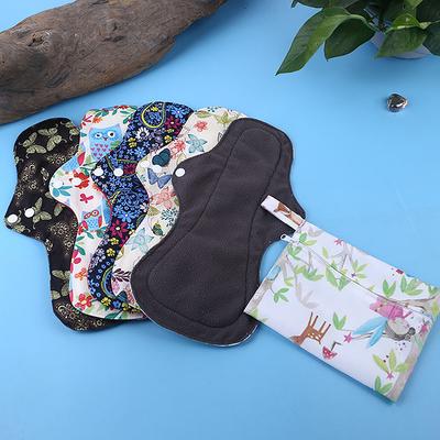 Organic Bamboo Charcoal Washable Hygiene Menstrual Pads Heavy Flow Sanitary Pads Lady Cloth Pad Reusable Pads