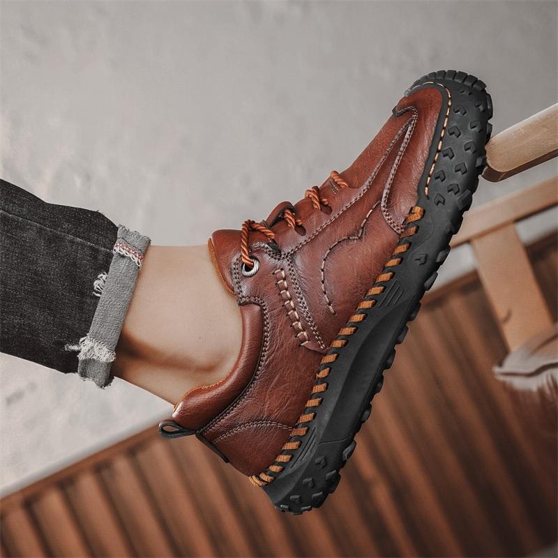 Men's Outdoor Casual Leather Shoes Retro Style Male Sneakers Adult Non-Slip Casual Desert Hiking Footwear Treking Shoes Trainers