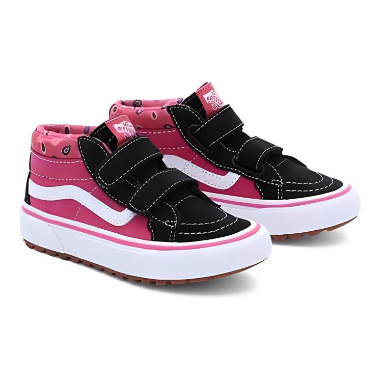 Vans Sk8 Non-Slip Shock Absorbing Durable Mid-Top Kids Skate Shoes Kids Skate Shoes Pink Black VN0A5KROB9P