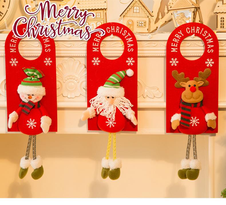 Christmas Decorations Wooden Door Handle Pendant Santa Claus Snowman Festival Cute Decorations Goodly Home Party Supplies 2025