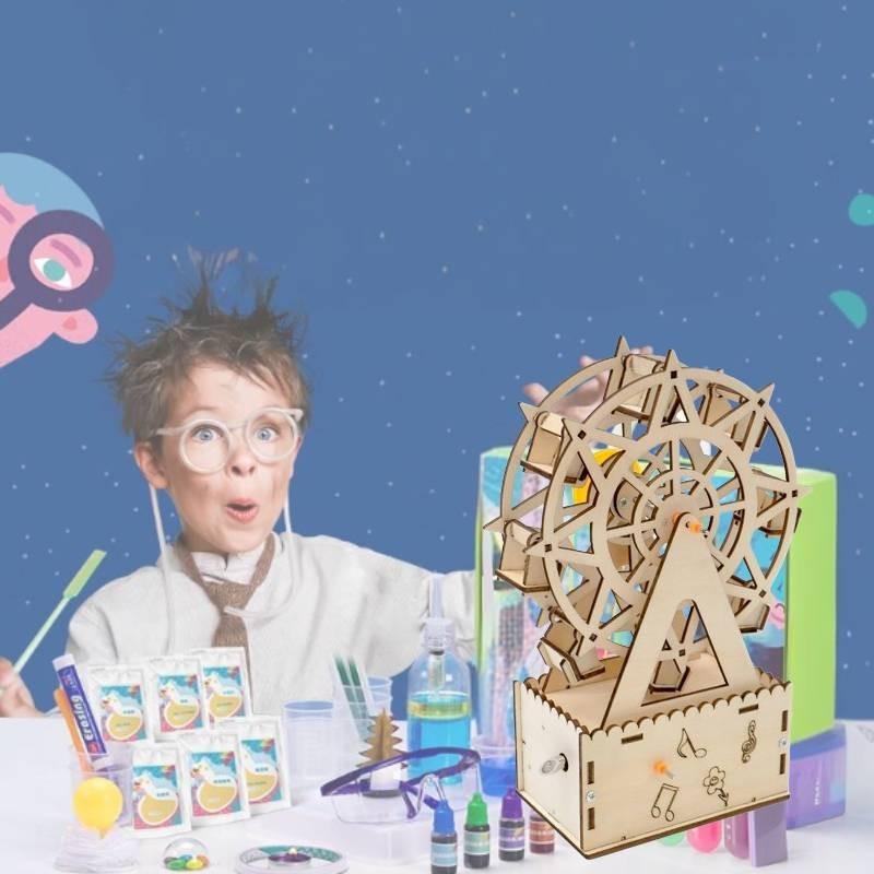 Wooden Diy Rotating Music Ferris Wheel Educational Steam Toy For Kids Customizable Material