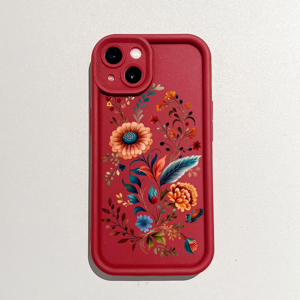 For iPhone 16 15 14 13 12 11 Pro Max XS Max XR X SE 8 7 Colorful Flowers Plant Soft Silicone Full Lens Protect Phone Case Cover