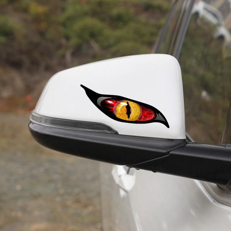 1 Pair Reflective Car Stickers Evil Horror Eye Pattern Scratches Covering Fun Decals For Rearview
