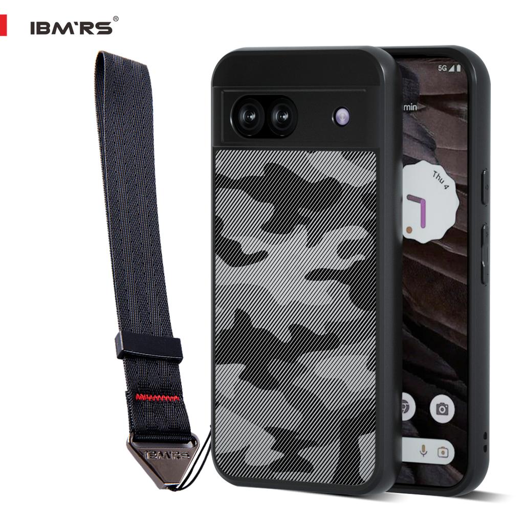 (Comes with wrist strap)IBMRS for Google Pixel 8a Case ,Camouflage PC Hard Back Soft edges Airbag Shockproof Transparent matte Back Cover Phone Case