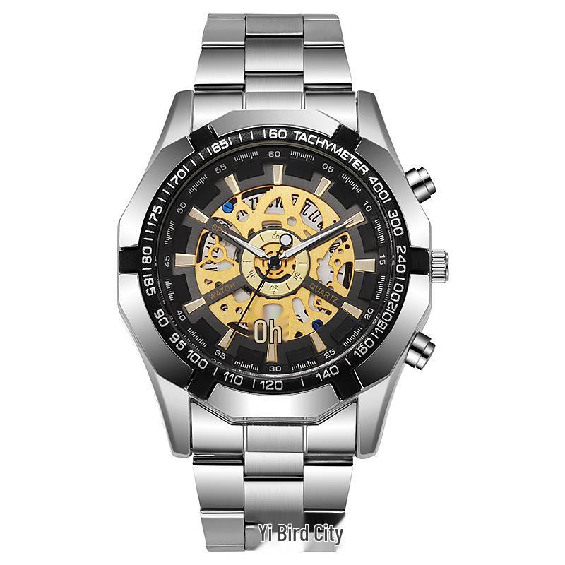 

Мужские модные часы из электролитически покрытой вольфрамовой стали, автоматические, с имитацией механизма