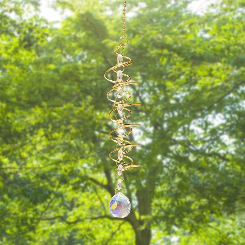 Suncatchers Wind Chimes Gazing Spiraling Tail Crystal Decorative Wind Chimes Suncatchers Crystals Hanging for Garden