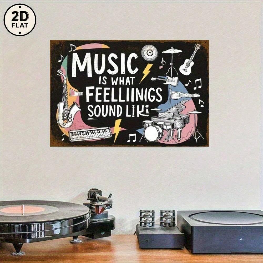 Vintage Musical Notes Metal Sign Retro Treble Clef Wall Art Rustic Iron Decor 7.8x11