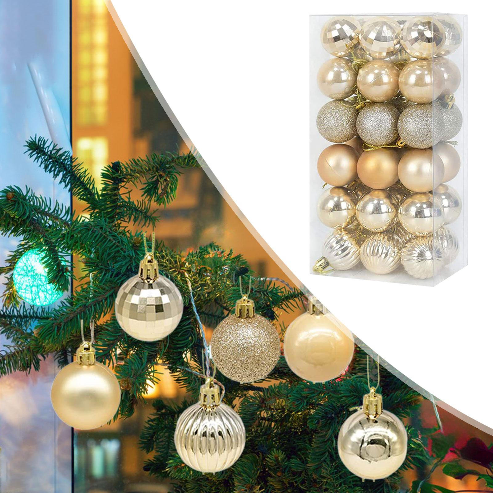 

36 шт. Ялинкові прикраси з кульок, декоративні ялинкові кульки, маленькі підвіски, Champagne Gold