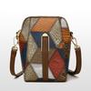 Crossbody Shoulder Bag Vintage Geometric Ladies Phone Bag Patchwork Colorblock Purses Double Layers Detachable Shoulder Strap Lady Purse Commute