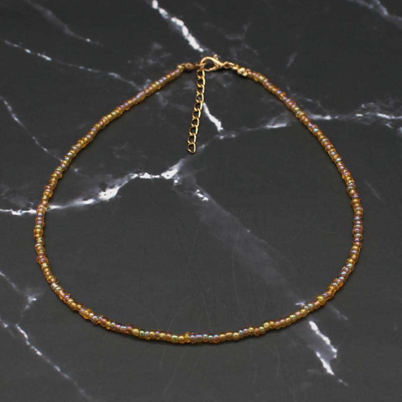 Bohemia Handmade Rainbow Seed Beads Simple Choker Necklace Women's Fashion Wild Sweet Colorful Collar Jewelry Gift