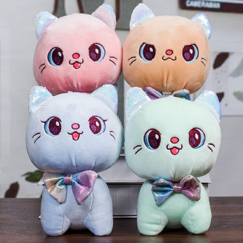 Catching Machine Plush Toy Black Cat Tiger Doll Creative Cat Simulation Cat Cartoon Gift Rag Doll Bow Tie Cat