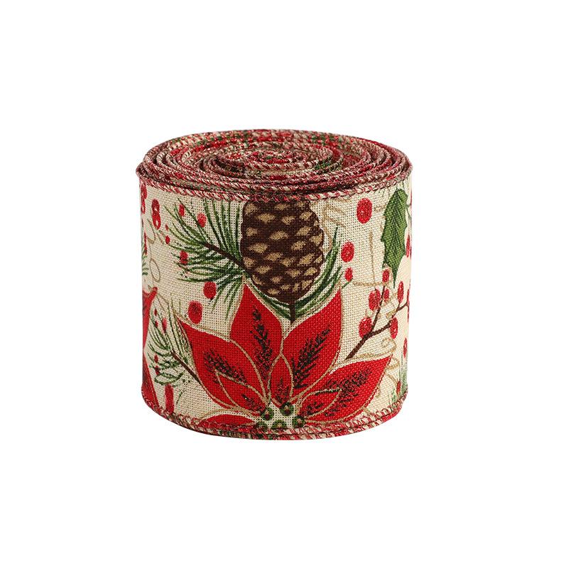 Linen Christmas Ribbons Christmas Trees Rattan Wreaths Decorative Ribbons Ribbons Party Supplies Atmospheric Decoration Ribbons