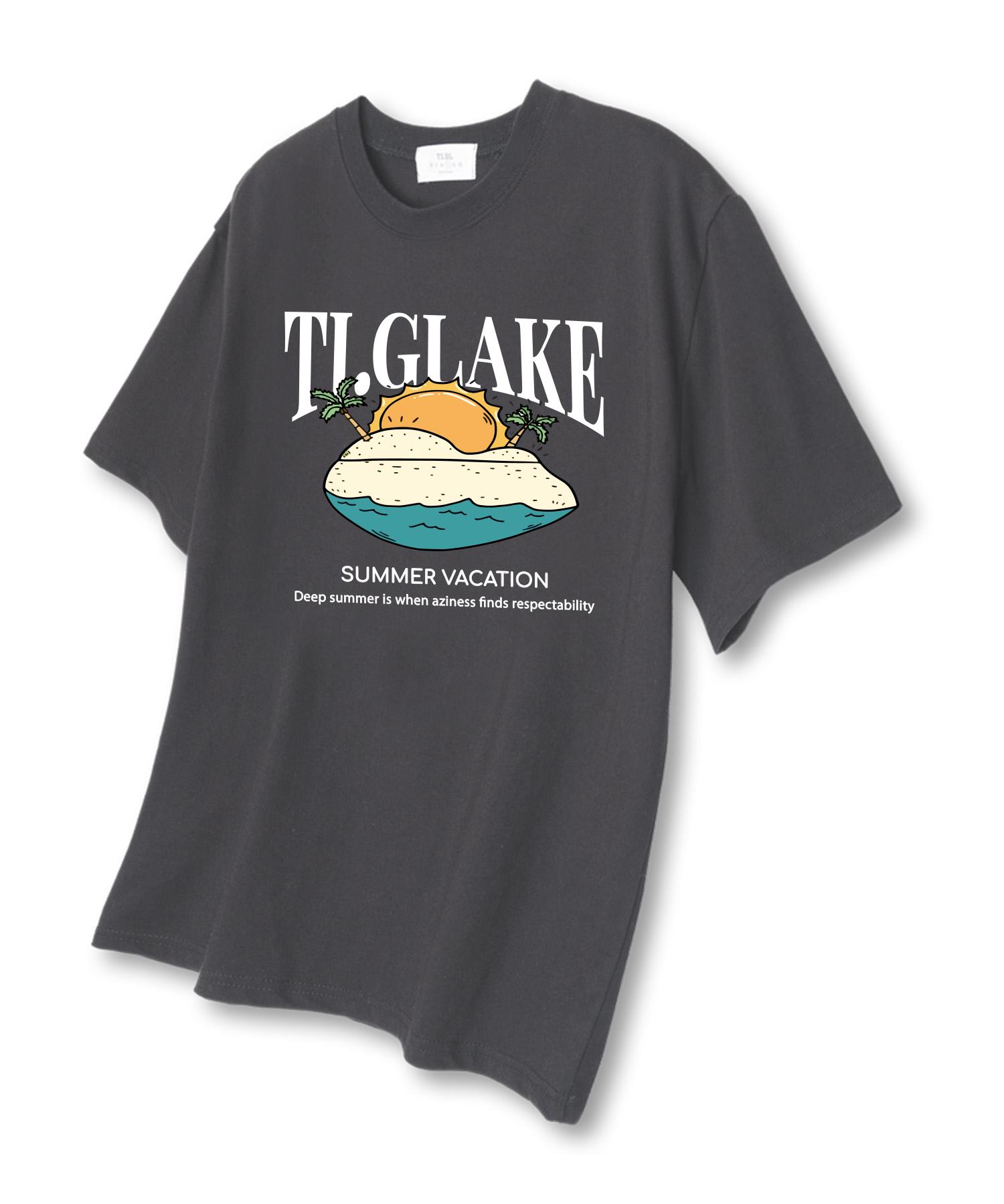 Tee Glake Sun Beach Oversized Short Sleeve T-Shirt Dark Gray L