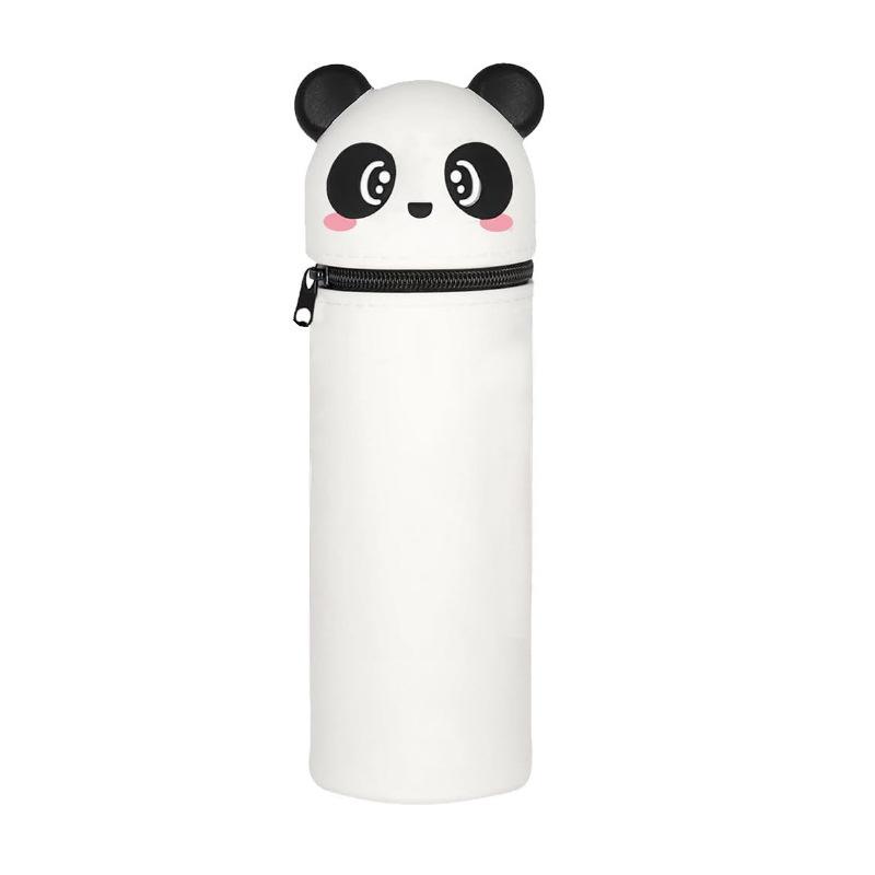 

1pc Cute Panda Silicone Pencil Case,2-in-1 Soft Pen Holder with Zipper, White Animal Design for School or Office Supplies білий