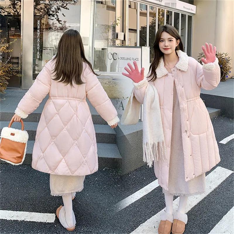 Solid Winter Coat Women Long Parka Thickened Oversized X-Long Cotton-padded Jacket Clothing Puffer Female Casual Outerwear New 2