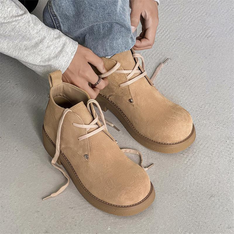 Mickey Round Head Martin Boots New Platform Heightening Big Head Derby Shoes Casual Shoes Short Boots