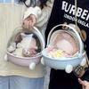 Kawaii Portable Toy Doll Bed Baby Stroller Storage Box Round Flip-Top with Cute Mat for Labubu Doll Sleep Cradle Cart Dolls Bed