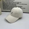 Love Embroidery Ripped Baseball Cap Women's Wide Brim Showing Face Small Versatile Cap Soft Top Big Head Circumference Deep Top Hat