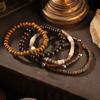 European and American Style Retro Wood Bead Coconut Shell Bracelet Hot-selling Beaded Elastic Set Bracelet Men's Spot