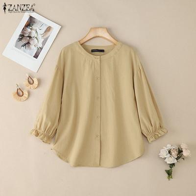 Lässige Bluse mit Rundhalsausschnitt und 3/4-Ärmeln für Damen