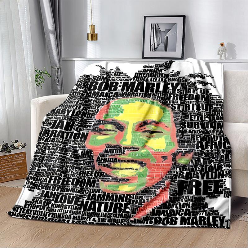 Bob Marley Reggae Music Jamaican Maple Leaf Plush Blanket,Flannel Blanket Throw Blanket for Living Room Bedroom Bed Sofa Picnic
