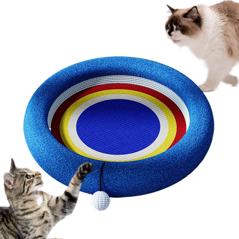 Scratch Pad For Cats Oval Bed With Ball Kitten Scratcher Mat Furniture Protector For Small Large Breed Balcony Living Room