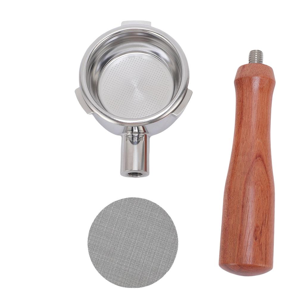 58mm Bottomless Portafilter Fit for Petrus Stainless Steel Universal 3 Ears Portafilter with Wooden Handle Filter Basket Tools